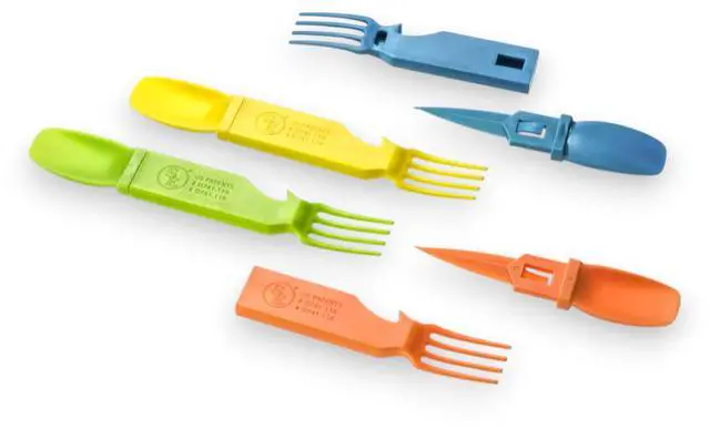 Alt view image 3 of 4 - 4-in-1 Snapatite+ Utensil Set - Spoon, Knife, Fork, Bottle Opener (Yellow)
