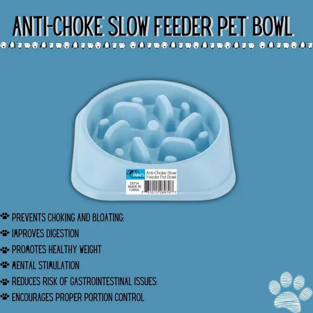 Alt view image 2 of 2 - Anti-Choke Slow Feeder Pet Bowl - BLUE