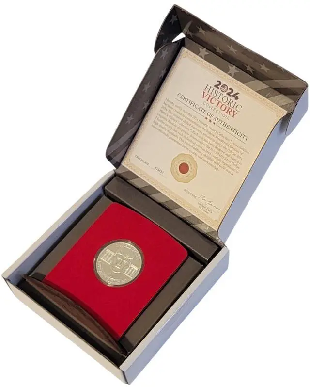 Alt view image 3 of 6 - Donald Trump 2024 Commemorative Coin Gold Collectible Display Case Certificate
