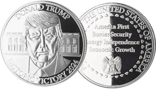 Main image of Donald Trump 2024 Commemorative Coin Silver Collectible Display Case Certificate