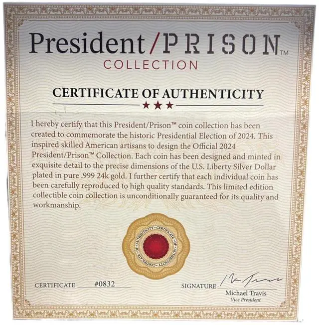 Alt view image 4 of 7 - Donald Trump 2024 Commemorative Coin Gold Collectible Display Case Certificate