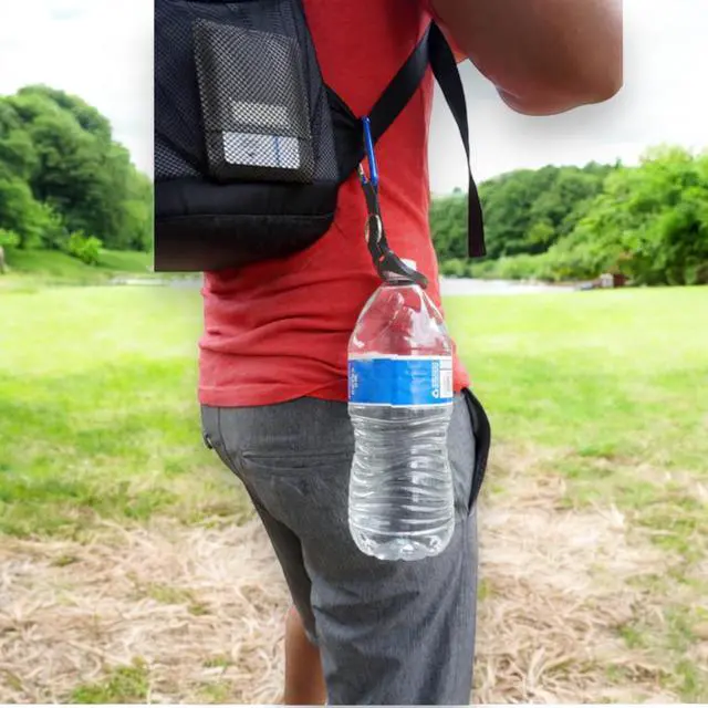 Alt view image 4 of 4 - Black Aluminum Carabiners With 6mm Thick Water Bottle Holder Attachment