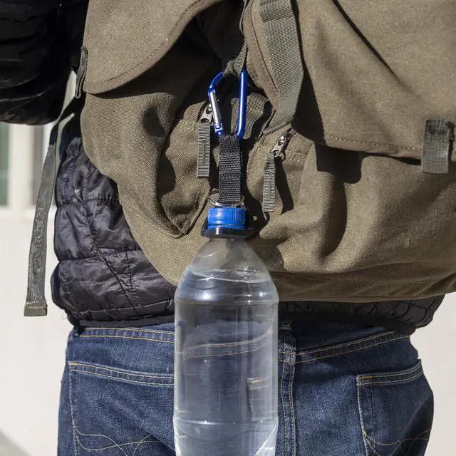 Alt view image 2 of 4 - Black Aluminum Carabiners With 6mm Thick Water Bottle Holder Attachment
