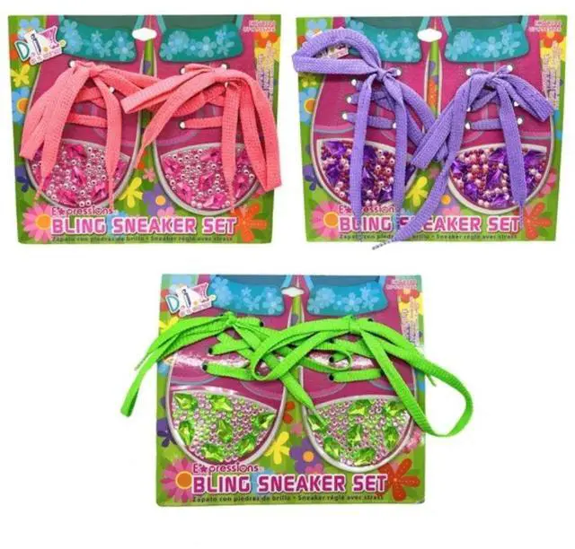 Alt view image 3 of 4 - DIY Bling Sneaker Set  Colorful Shoelaces & Rhinestone Adhesives