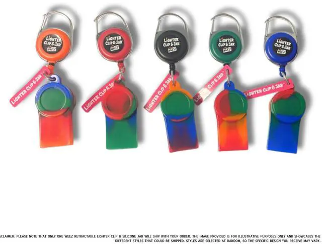 Alt view image 2 of 7 - WEEZ Retractable Lighter Clip & Silicone Jar- Neon
