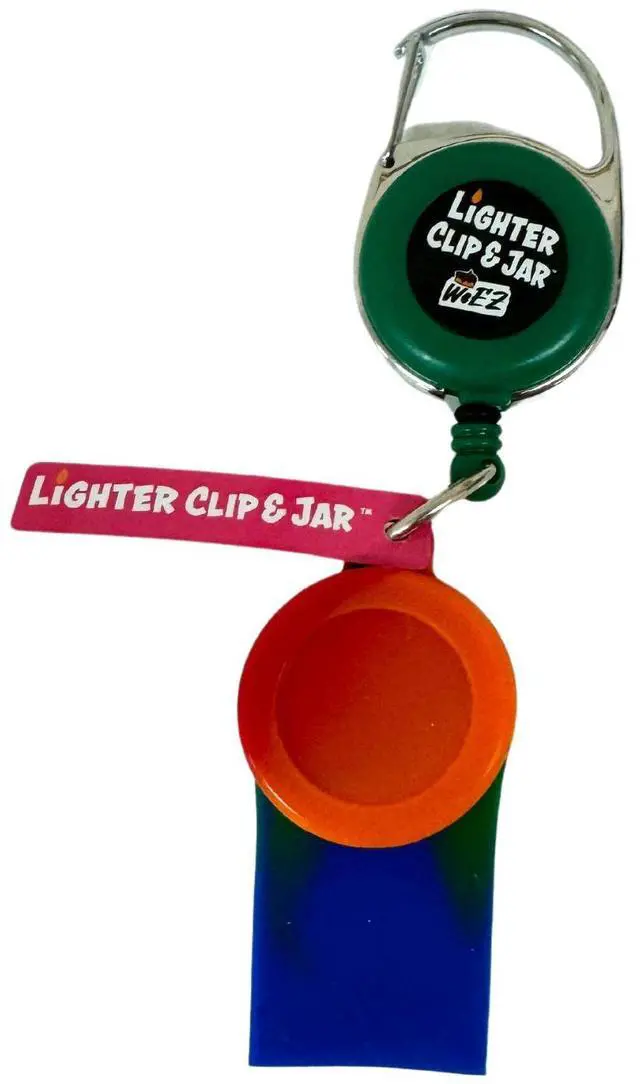 Alt view image 4 of 7 - WEEZ Retractable Lighter Clip & Silicone Jar- Neon