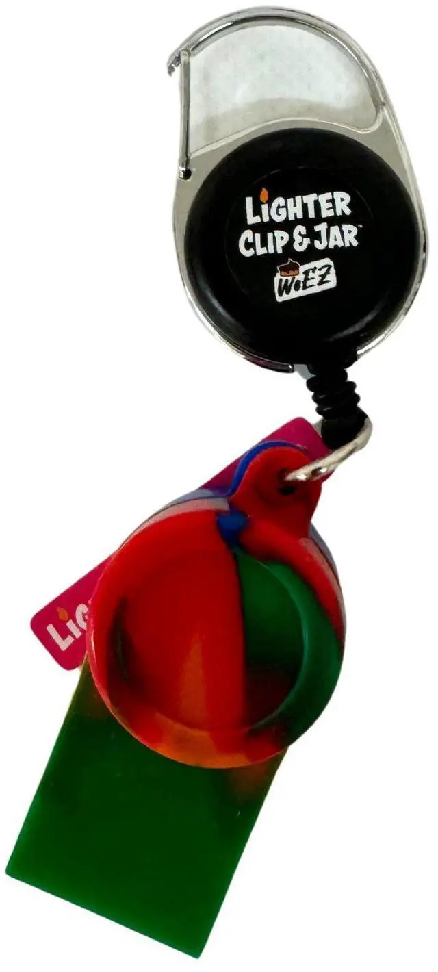 Alt view image 3 of 7 - WEEZ Retractable Lighter Clip & Silicone Jar- Neon