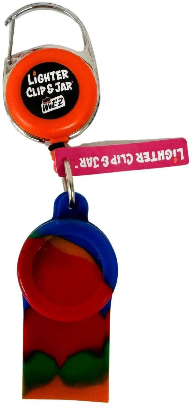 Alt view image 6 of 7 - WEEZ Retractable Lighter Clip & Silicone Jar- Neon