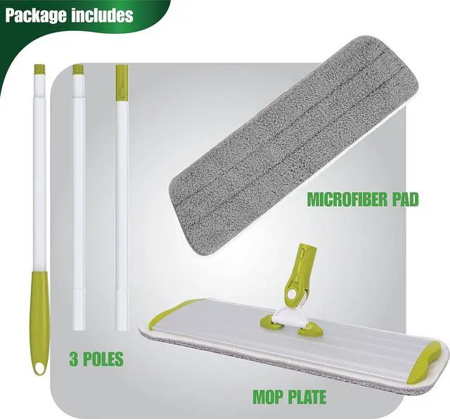Alt view image 3 of 7 - SCRUBIT 16" Microfiber Swivel Mop: Wet/Dry Reusable Pads, 52" Pole, 2 Included