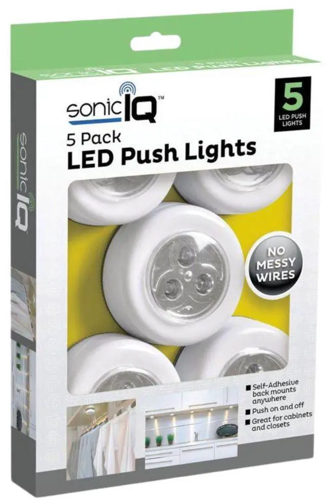 Alt view image 5 of 7 - SonicIQ LED Push Lights - 5 Pack for Easy Illumination