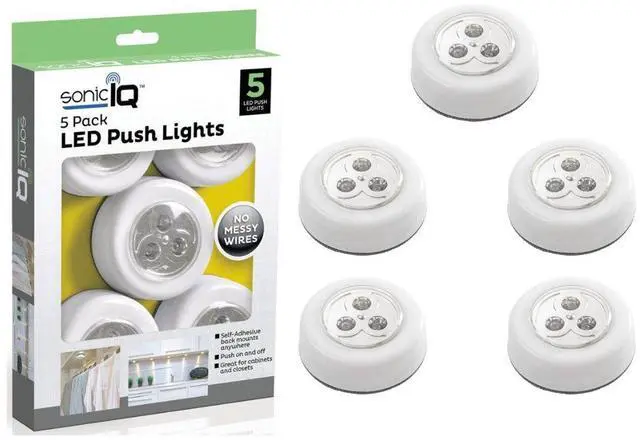 Alt view image 3 of 7 - SonicIQ LED Push Lights - 5 Pack for Easy Illumination