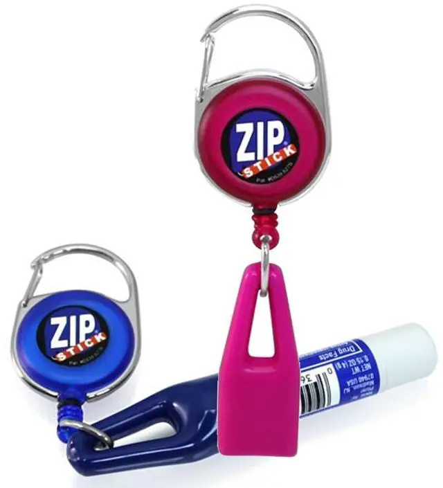 Alt view image 2 of 3 - Zip Stick Retractable Lip Balm Holder - 2 Pack- Assorted Colors