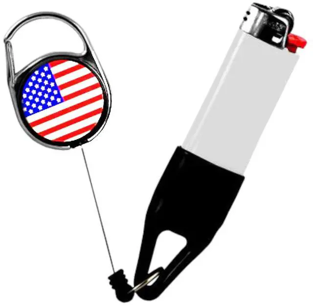 Main image of Lighter Leash Retractable Lighter Holder - American Flag- Standard Size(1)