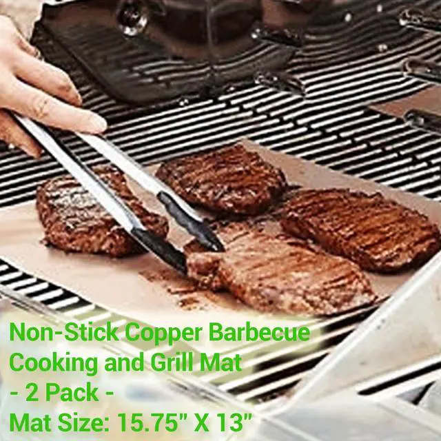 Alt view image 4 of 7 - Copper Grill Mats - Non-Stick 2 Pack, Ideal for All Your Grilling Needs!