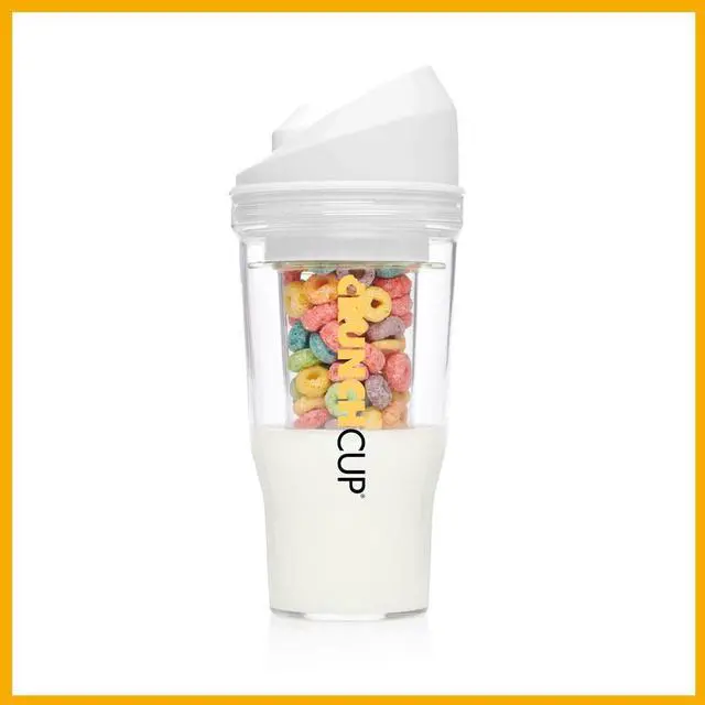 Alt view image 4 of 6 - The CrunchCup XL - White - A Portable Cereal Cup Keeps Your Cereal Crunchy Fresh Cereal At Work At Sports