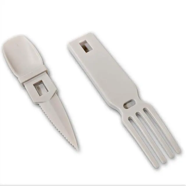 Alt view image 4 of 7 - 4-in-1 Snapatite+ Utensil Set - Spoon, Knife, Fork, Bottle Opener (Light Grey)