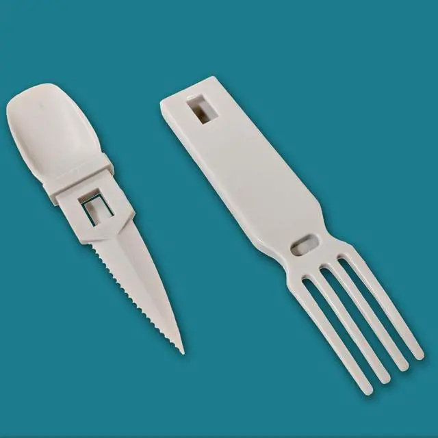 Alt view image 7 of 7 - 4-in-1 Snapatite+ Utensil Set - Spoon, Knife, Fork, Bottle Opener (Light Grey)