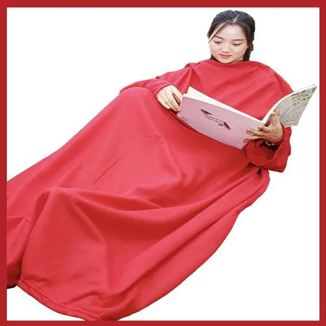 Alt view image 4 of 6 - Warmie- Cozy Blanket with Sleeves -Red