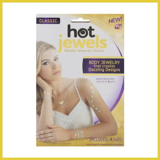 Alt view image 6 of 8 - Hot Jewels Metallic Temporary Tattoos set of 4 sheets Classic