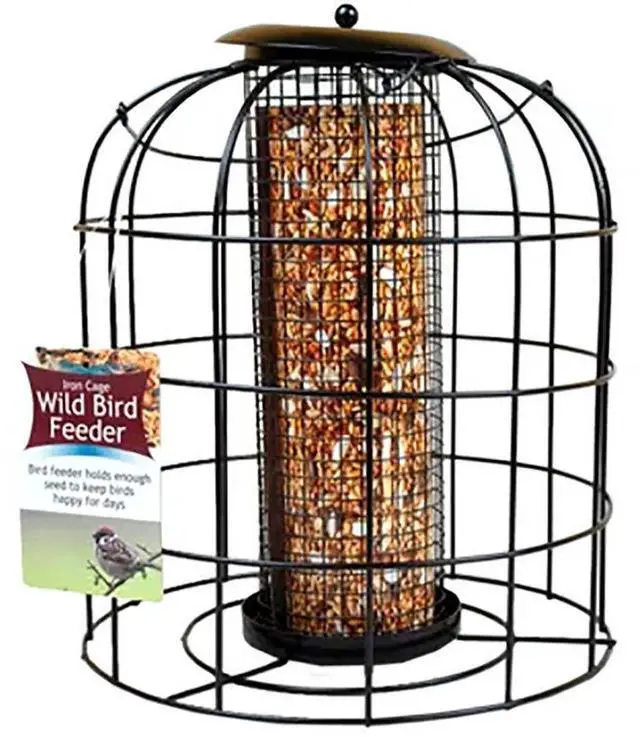 Alt view image 3 of 8 - Kole Imports BIRDFEEDERBK Iron Wire Cage Bird Feeder