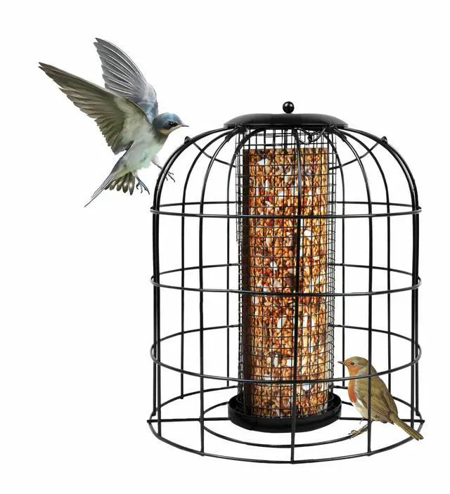 Alt view image 4 of 8 - Kole Imports BIRDFEEDERBK Iron Wire Cage Bird Feeder