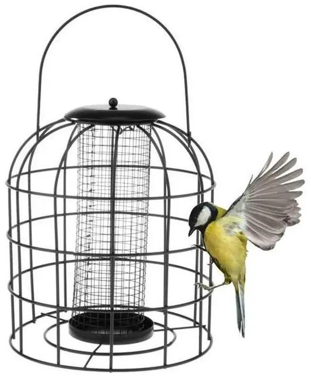 Alt view image 6 of 8 - Kole Imports BIRDFEEDERBK Iron Wire Cage Bird Feeder