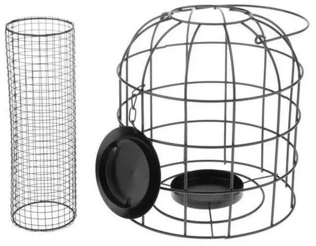 Alt view image 8 of 8 - Kole Imports BIRDFEEDERBK Iron Wire Cage Bird Feeder