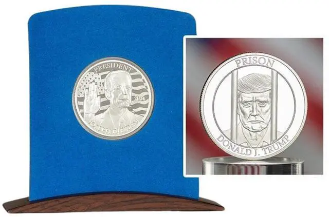 Main image of Joe Biden 2024 Collectible Medallions  2-Pack Gold & Silver-Tone Souvenir Set