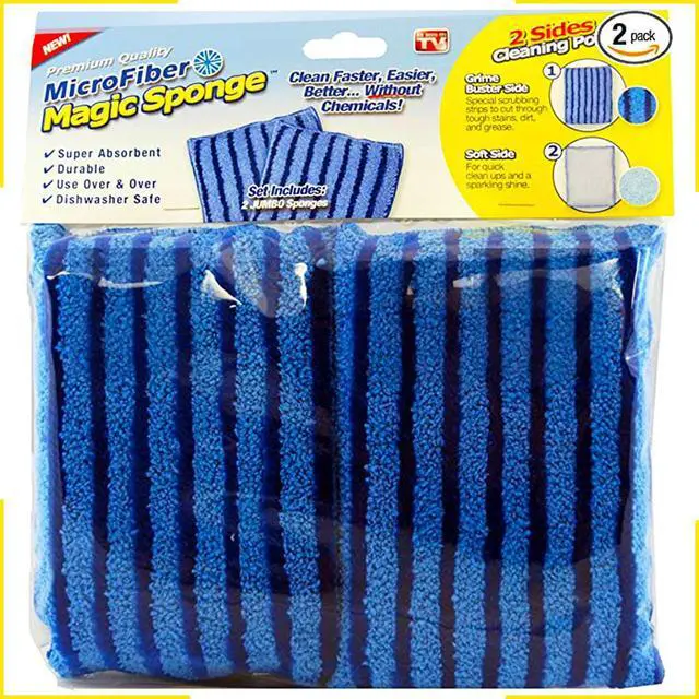 Alt view image 6 of 7 - Magic Microfiber Jumbo Sponges - 2 Pack: Heavy-Duty Cleaning Made Easy