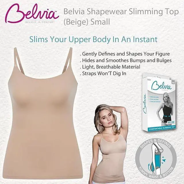 Alt view image 3 of 4 - Belvia Shapewear Slimming Top (Beige) Small 8-10