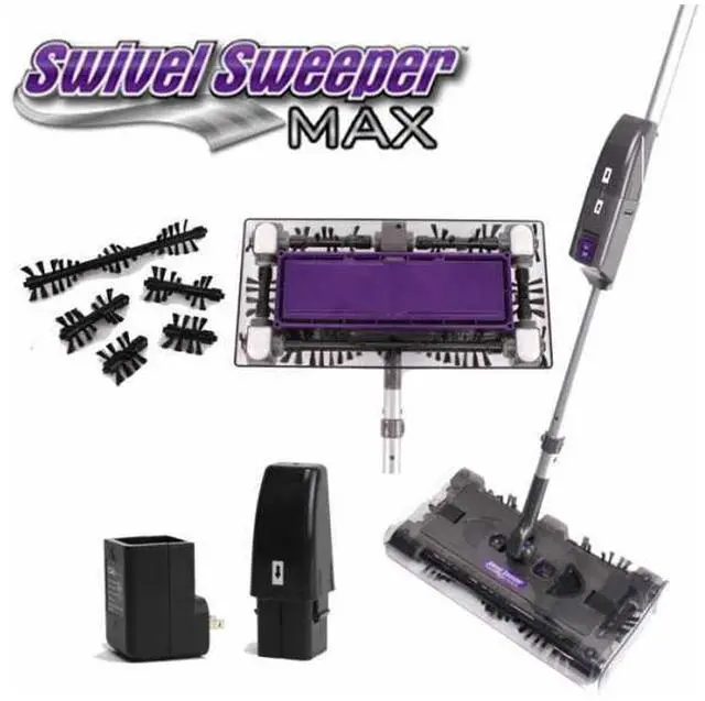 Alt view image 2 of 7 - Swivel Sweeper Max - Cordless, Rechargeable, Lightweight Floor & Carpet Sweeper