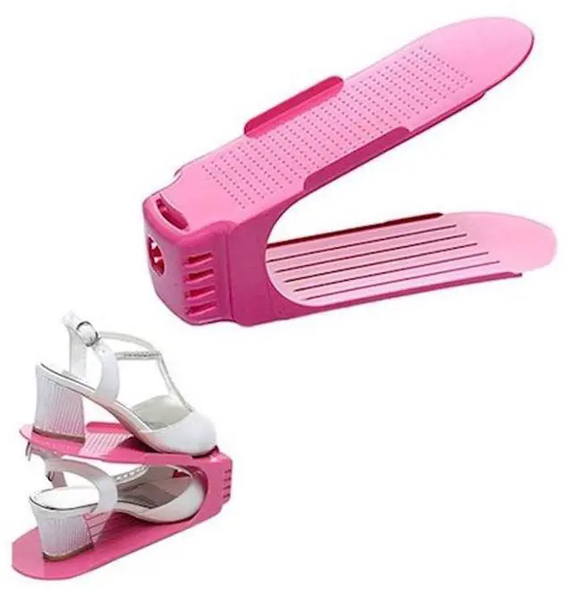 Alt view image 5 of 6 - Shoe Double Decker - Efficient Space-Saving Organizer- Pink - 2 Pack