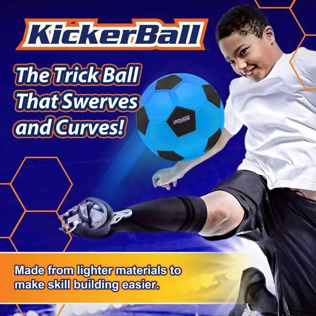 Alt view image 7 of 7 - KickerBall by Swerve Sports  Curve & Trick Soccer Ball  Electric Blue