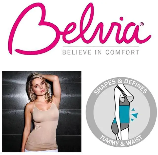 Alt view image 4 of 4 - Belvia Shapewear Slimming Top (Beige) Small 8-10