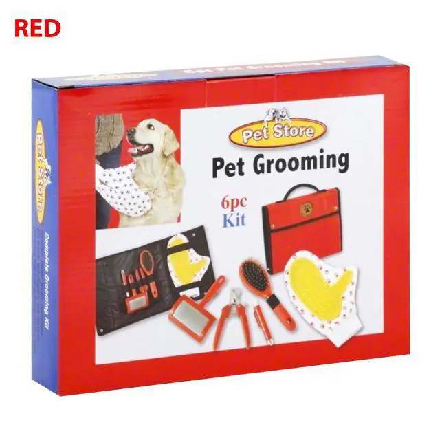 Alt view image 4 of 5 - Pet Store Pet Grooming 6 Piece Kit (Red)