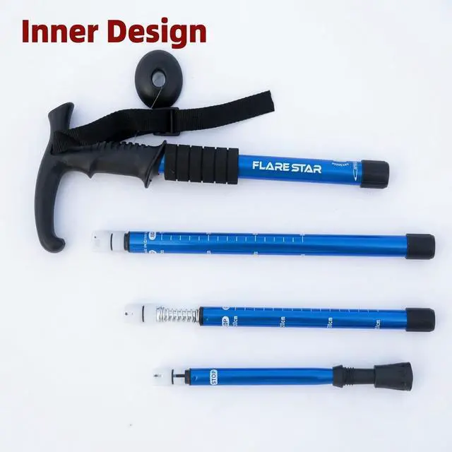 Alt view image 6 of 7 - Flare Star Adjustable Telescopic Trekking Poles - Collapsible Hiking Walking Sticks (Assorted)