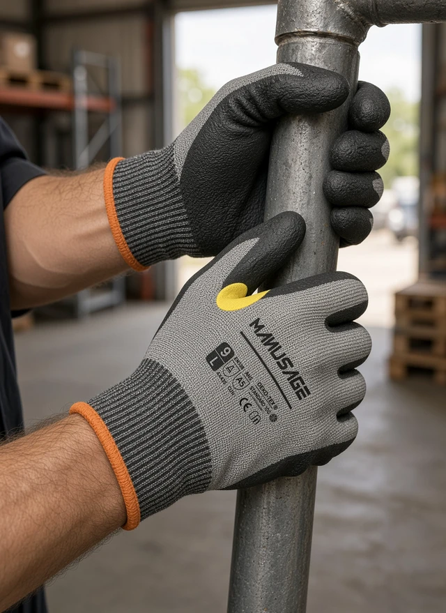 Alt view image 4 of 6 - Manusage A5 Cut Resistant Gloves 3 Pair HPPE Nitrile Grip - Unisex