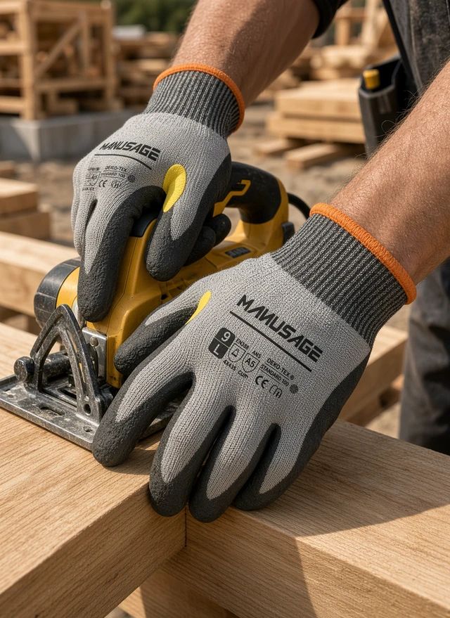 Alt view image 3 of 6 - Manusage A5 Cut Resistant Gloves 3 Pair HPPE Nitrile Grip - Unisex