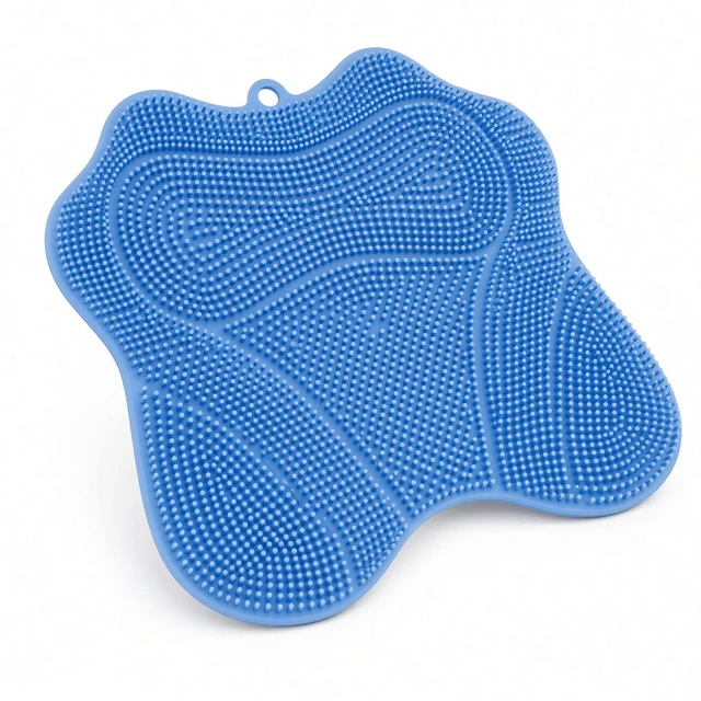 Alt view image 2 of 5 - Dual-Purpose Silicone Shower Foot & Back Scrubber Mat, Blue