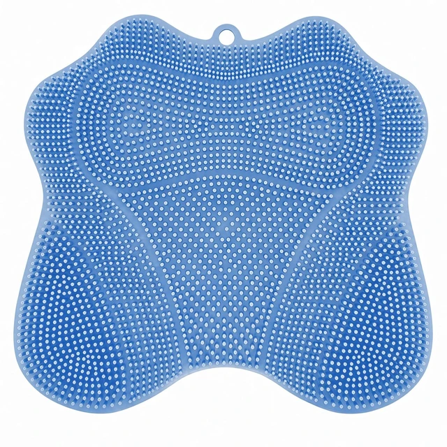 Main image of Dual-Purpose Silicone Shower Foot & Back Scrubber Mat, Blue