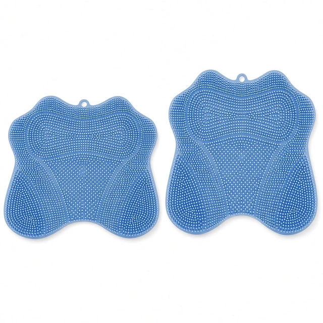 Alt view image 3 of 5 - Dual-Purpose Silicone Shower Foot & Back Scrubber Mat, Blue