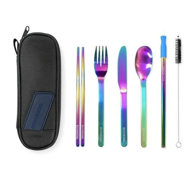 Main image of EcoVessel WanderWare 6-Pc Rainbow Steel Utensil Set