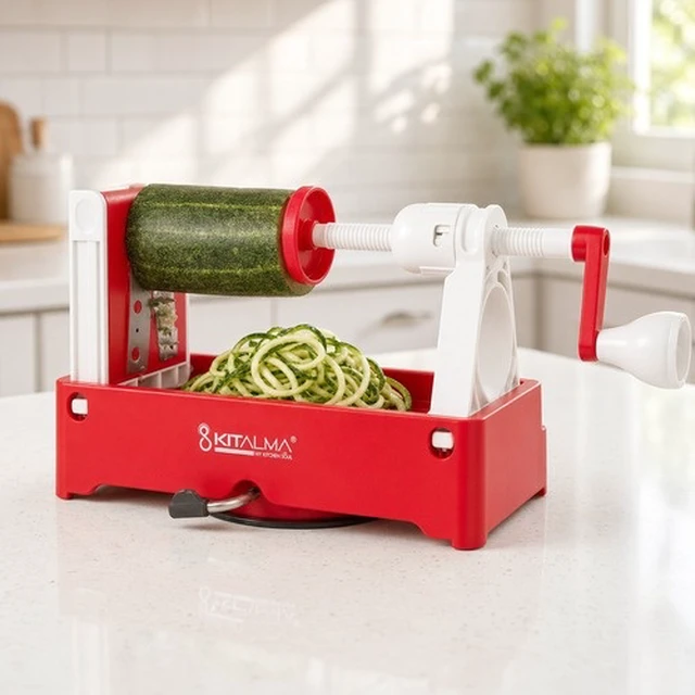 Alt view image 5 of 5 - Kitalma Tabletop Vegetable Spiralizer with Bonus Whisk Tong