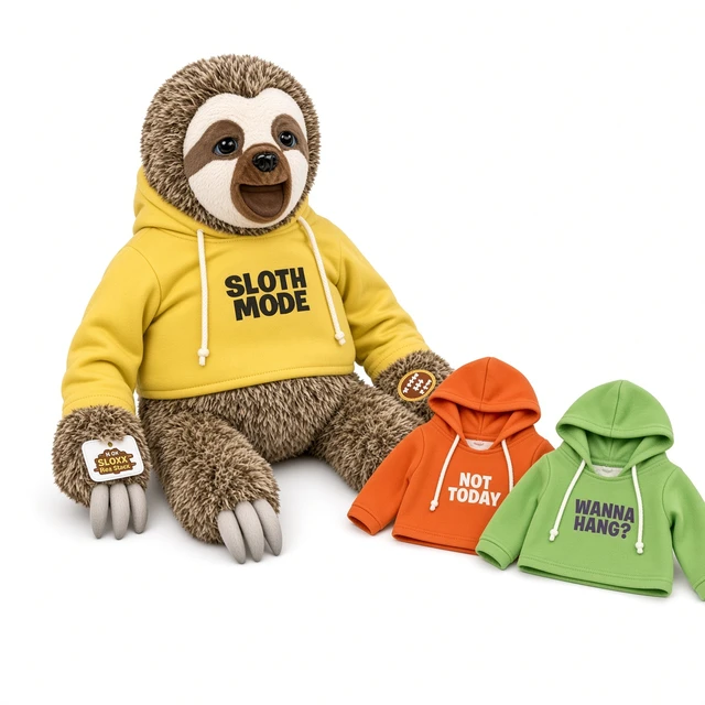 Alt view image 2 of 6 - Snax Sloth Plush Set ( Not Today, Sloth Mode and Wanna Hang Hoodies)