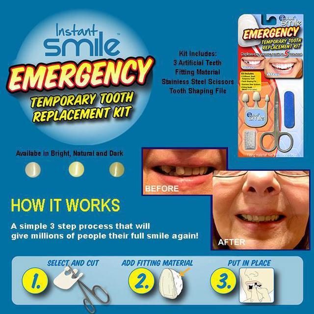 Instant Smile Emergency Temporary Tooth Replacement Kit -Dark
