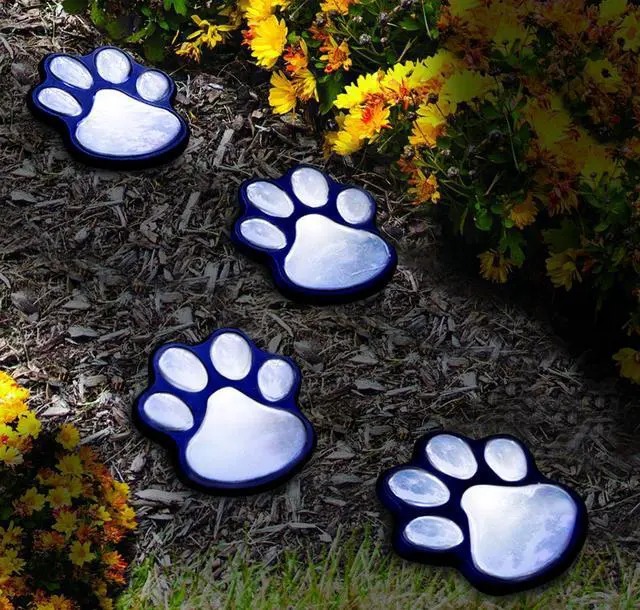 Alt view image 2 of 7 - LED SOLAR PAW PRINT LIGHTS- SET OF 4