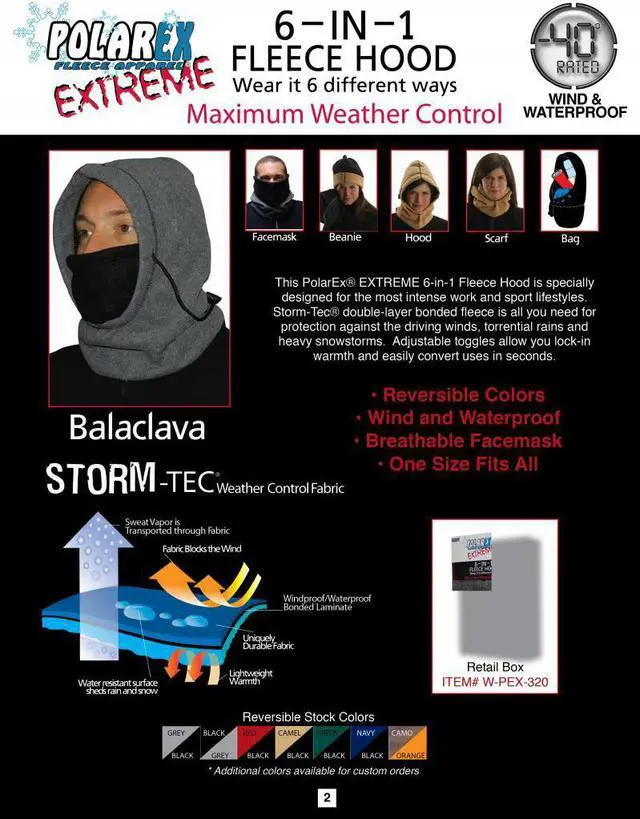 Alt view image 2 of 4 - 6-in-1 PolarEx EXTREME Fleece Hood in Charcoal - Multi-Function Design
