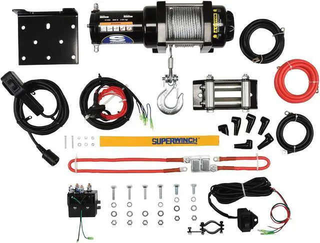Alt view image 6 of 11 - superwinch 1130220 lt3000atv 12 vdc winch 3,000lbs/1360kg with roller fairlead, mount plate, handlebar rocker switch, and handheld remote