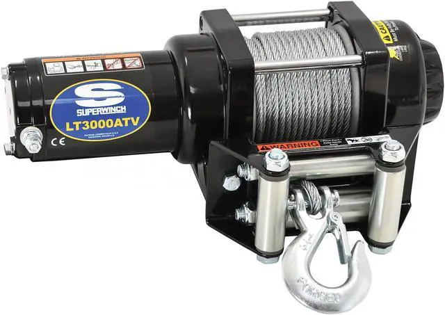 Alt view image 3 of 11 - superwinch 1130220 lt3000atv 12 vdc winch 3,000lbs/1360kg with roller fairlead, mount plate, handlebar rocker switch, and handheld remote