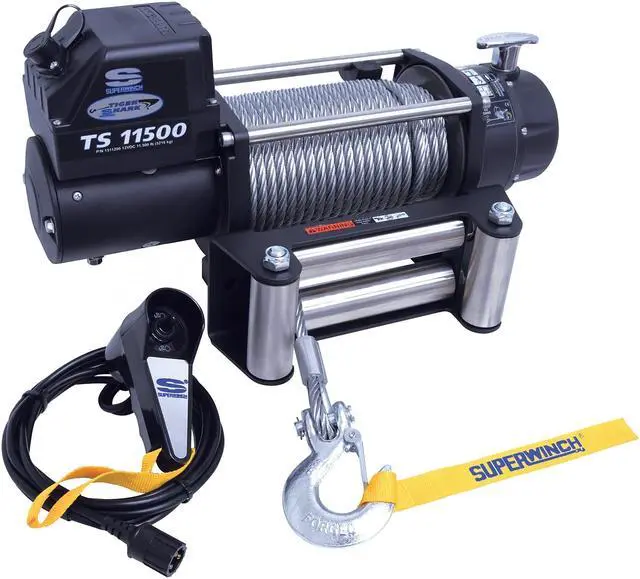 Alt view image 2 of 11 - superwinch 1511200 tiger shark 11.5, 12 vdc winch, 11,500 lb/5,216 kg capacity with roller fairlead